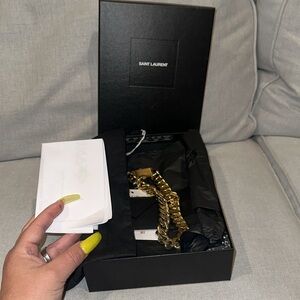 YSL SAINT LAURENT CUBAN LINK TRICOLOR CHAIN EUC